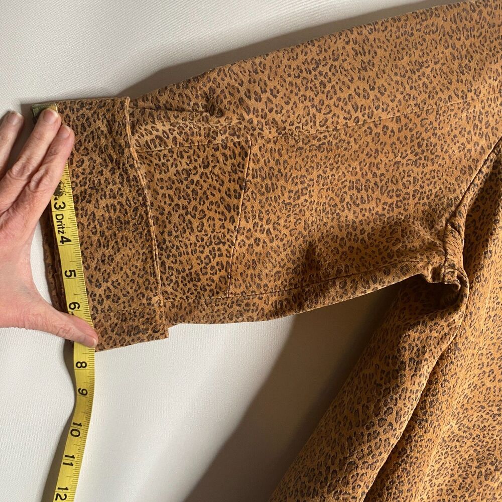 Live a Little LAL Leather Leopard Print Jacket Cuffed Sleeves Lined Womens 2X - Picture 10 of 12